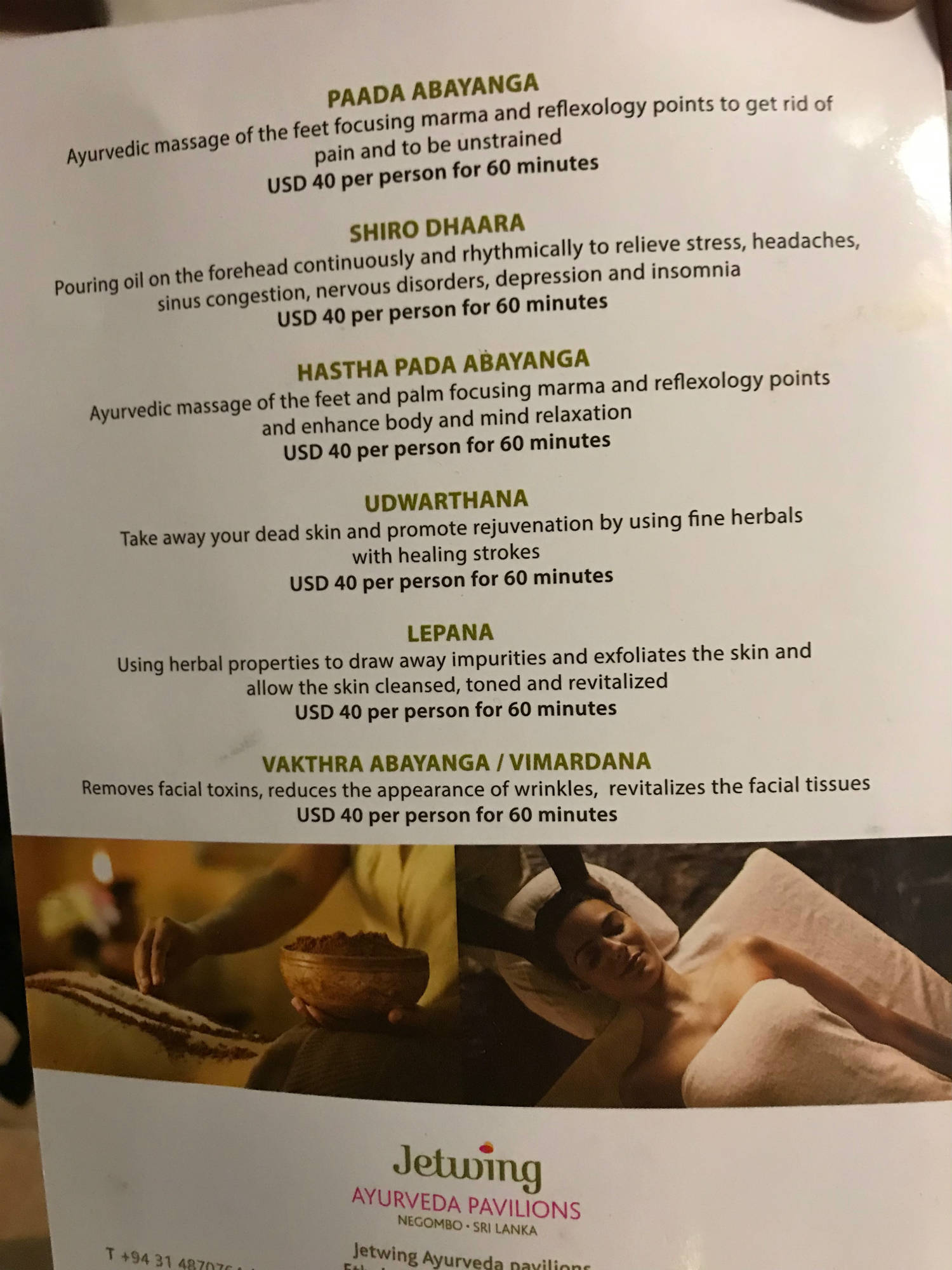  ayurveda pavilions menu